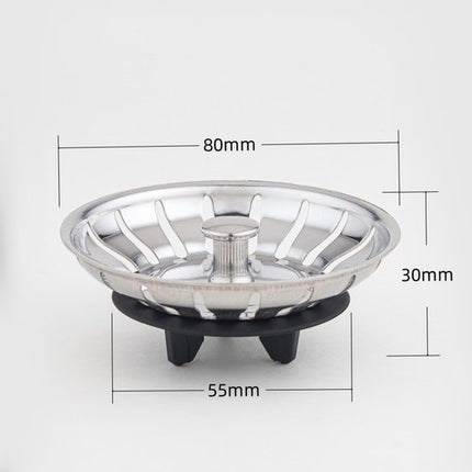 Sink drain stopper - Strainer - 80 mm - Stainless steel - Silver.