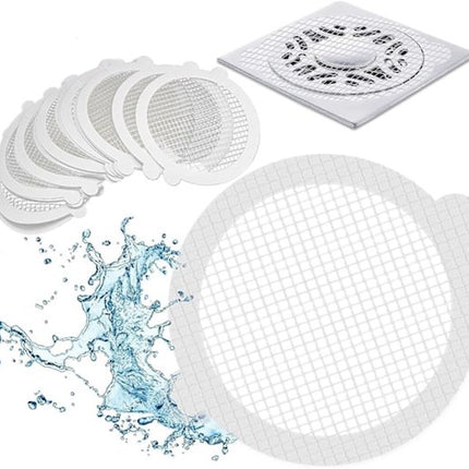 30-pack hair traps - Mesh filter - Strong self-adhesive drain hair trap - Suitable for bathrooms, bathtubs and balconies - Anti-clogging (round).