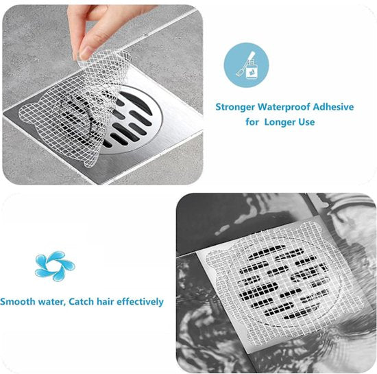 30-pack hair traps - Mesh filter - Strong self-adhesive drain hair trap - Suitable for bathrooms, bathtubs and balconies - Anti-clogging (round).