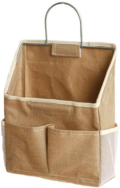 Storage Bag - Cotton and Linen Fabric - Bedside Storage Bag - Wall Mounted - Dorm Room Essentials and Snack Storage Bag - Visual Storage Bag.