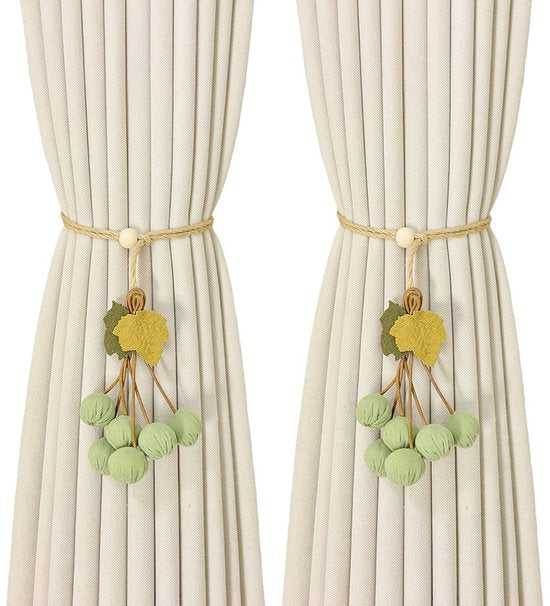 Curtain Ties - Hanging Ball Ties - Ball Tie Cords - Simple Hooks - Creative Curtain Buckle Decorations - Complete Set - 2 Pieces.