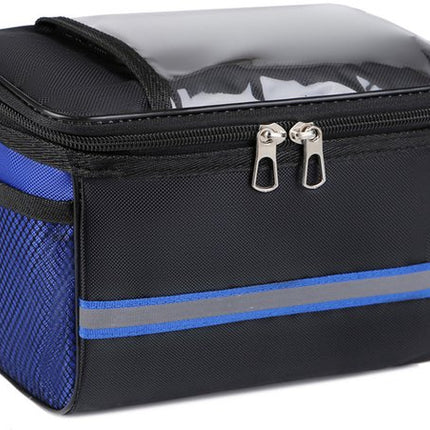 Bicycle handlebar bag - Removable bicycle handlebar bag with smartphone holder - Insulated - Phone bicycle bag - Waterproof - Blue.