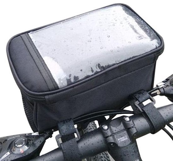 Bicycle handlebar bag - Removable bicycle handlebar bag with smartphone holder - Insulated - Phone bicycle bag - Waterproof - Blue.