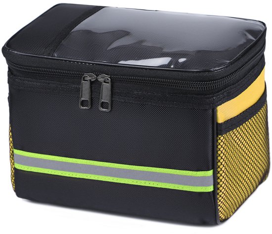 Bicycle handlebar bag - Removable bicycle handlebar bag with phone holder - Insulated - Phone bicycle bag - Waterproof - Yellow.
