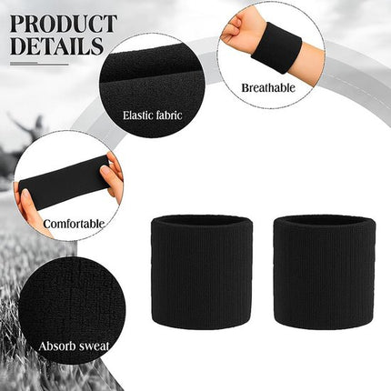 Tennis Sweat-Wicking Wristbands - 3 Pairs - Unisex - Adult - Thickened Elastic Wristband - French Terry - Sports Wristband - Suitable for the Gym.