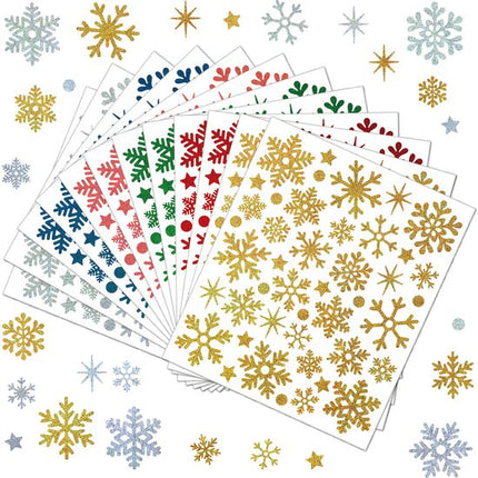 Christmas snowflake stickers - sand glitter party decorations - gift card and handbag DIY - winter snowflake stickers - 12 pieces.