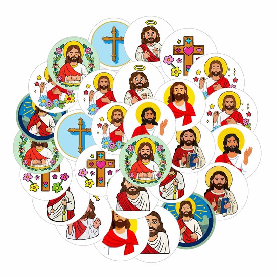 Stickers - Jesus Bible Graffiti Stickers - Seal Stickers - Self-Adhesive Stickers - Decorative Labels - 12 Designs - 10 Sheets.