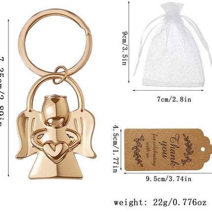 Keychain - Angel pendant for men and women - Baby shower gift - Key ring - Party favor - Souvenir gift - 5 pieces.