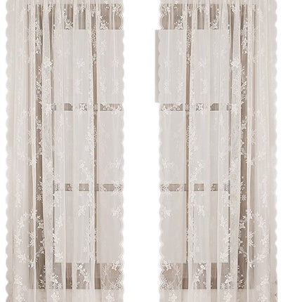 Window Screen - Ice Flower Christmas Tree Window Screen - Wire Mesh - European and American - Christmas - Curtain - Net Curtain 2-piece set (150*100cm).