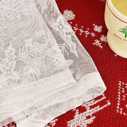 Window Screen - Ice Flower Christmas Tree Window Screen - Wire Mesh - European and American - Christmas - Curtain - Net Curtain 2-piece set (150*100cm).