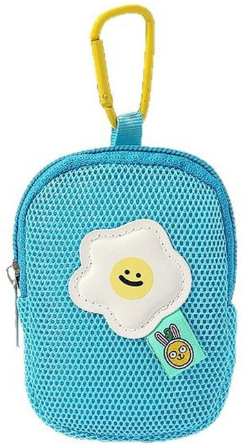 Storage Bag - Cute Mesh - Flowers - Keychain Wallet - Headphone Bag - Pendant Storage Bag - Multifunctional - Blue.