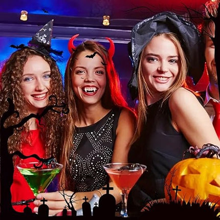 Set of 4 pairs of vampire teeth - 4 sizes - Halloween cosplay vampire teeth - Includes 5g teeth gum - Great for cosplay at parties - Halloween - Demon - Witch.