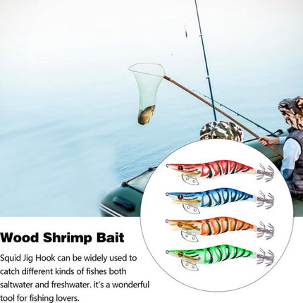 Shrimp Lure Box - 4-Pack - Glowing Shrimp Lure - Squid and Shrimp Lure - Night Fishing - Shrimp Lure - Fluorescent Artificial Fish Lure - Super Realistic.