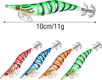 Shrimp Lure Box - 4-Pack - Glowing Shrimp Lure - Squid and Shrimp Lure - Night Fishing - Shrimp Lure - Fluorescent Artificial Fish Lure - Super Realistic.