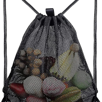Black Sports Bag - 40*45cm - Mesh - Drawstring - Suitable for fitness, sports, swimming, diving, travel, yoga, dancing, camping, hiking.