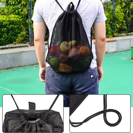 Black Sports Bag - 40*45cm - Mesh - Drawstring - Suitable for fitness, sports, swimming, diving, travel, yoga, dancing, camping, hiking.