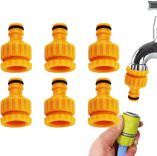 6-pack tap connectors - Hose adapters - Adapters for connecting water hoses - Garden hose tap connectors - Tap adapters with thread - Splashproof - Frost-proof.