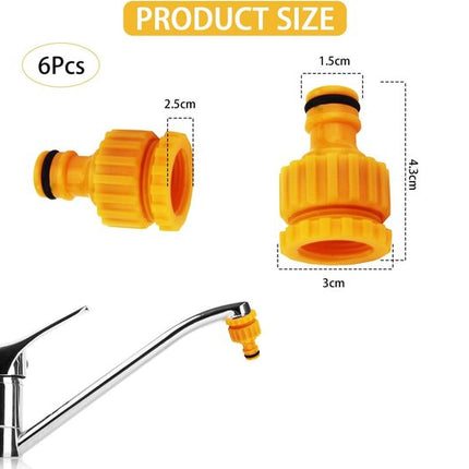 6-pack tap connectors - Hose adapters - Adapters for connecting water hoses - Garden hose tap connectors - Tap adapters with thread - Splashproof - Frost-proof.
