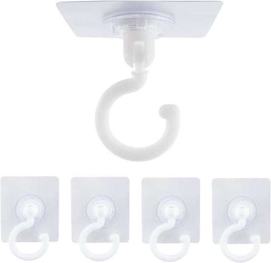 5-pack self-adhesive hooks - Extra strong adhesive hooks - Transparent wall hooks - Self-adhesive - No drilling required - Suitable for bathroom, kitchen, office, bedroom.