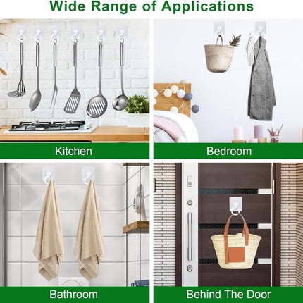 5-pack self-adhesive hooks - Extra strong adhesive hooks - Transparent wall hooks - Self-adhesive - No drilling required - Suitable for bathroom, kitchen, office, bedroom.