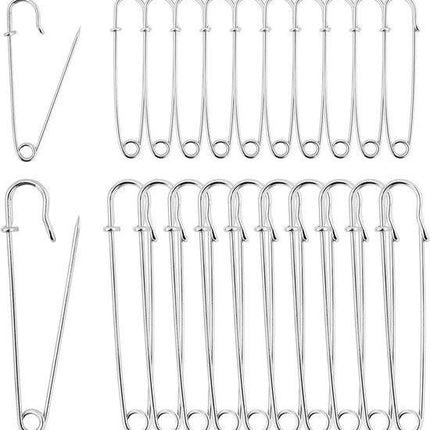 20 Safety Pins - Large Safety Pin Length - Heavy Safety Pins for Blankets, Kilts, Knitting, Crafts (63mm & 100mm).