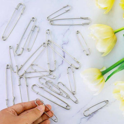 20 Safety Pins - Large Safety Pin Length - Heavy Safety Pins for Blankets, Kilts, Knitting, Crafts (63mm & 100mm).