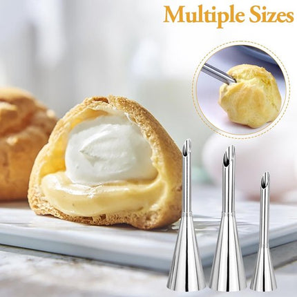 stainless steel piping nozzles - Cream piping nozzles - Piping nozzles - Accessories for filling jam, puff pastry, donuts, bread, pastries.