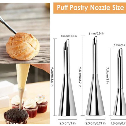 stainless steel piping nozzles - Cream piping nozzles - Piping nozzles - Accessories for filling jam, puff pastry, donuts, bread, pastries.