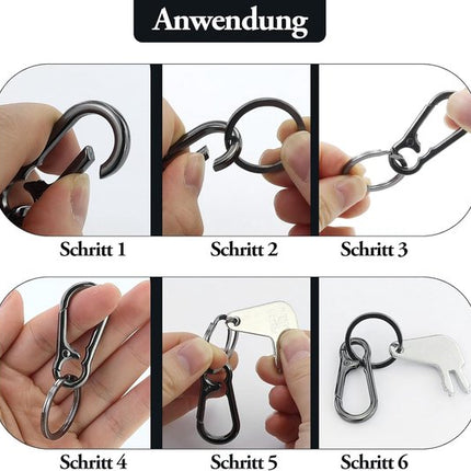 Set of 4 Carabiner Keychains - Small Metal Carabiners - Detachable - Suitable for Car Keys - Carabiner Keychains for Backpacking, Camping and Travel - Keychain Hook.