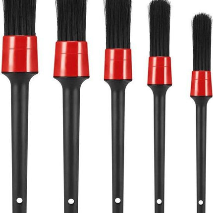5-Piece Car Cleaning Brush Set - Car Detailing Brush Set - For cleaning rims - Dashboard - Interior - Exterior - Leather - Air vent logos.