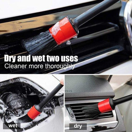 5-Piece Car Cleaning Brush Set - Car Detailing Brush Set - For cleaning rims - Dashboard - Interior - Exterior - Leather - Air vent logos.