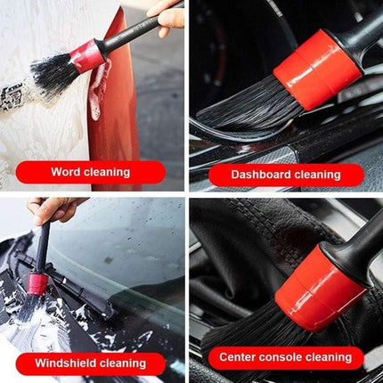 5-Piece Car Cleaning Brush Set - Car Detailing Brush Set - For cleaning rims - Dashboard - Interior - Exterior - Leather - Air vent logos.