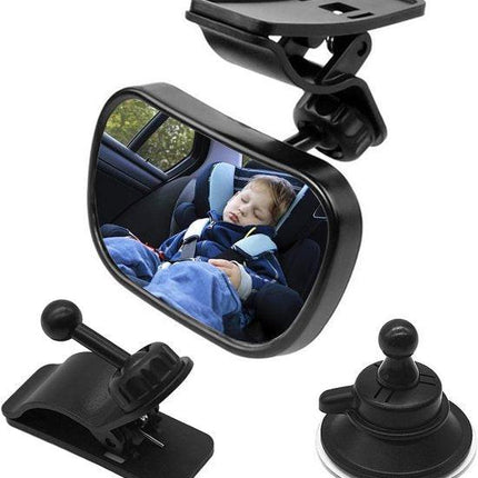 Car rearview mirror - 1 mirror with 2 brackets - Backseat baby car rearview mirror - Child rearview mirror - Child safety mirror - Adjustable car rearview mirror - 360° rotatable.