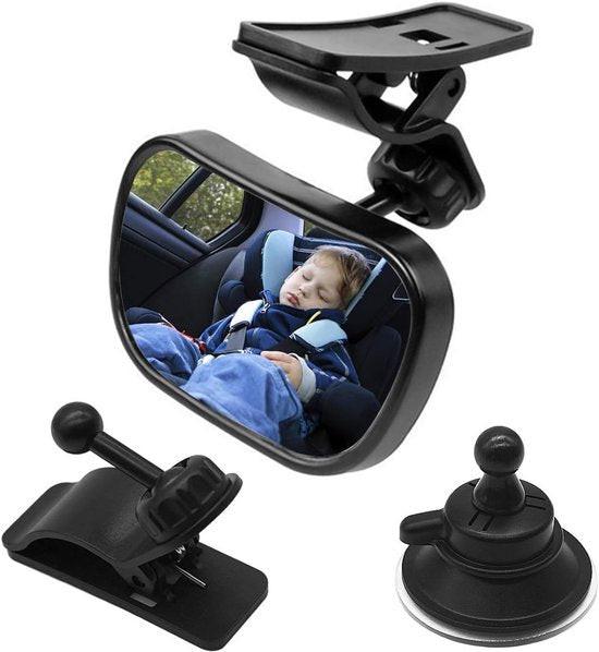 Car rearview mirror - 1 mirror with 2 brackets - Backseat baby car rearview mirror - Child rearview mirror - Child safety mirror - Adjustable car rearview mirror - 360° rotatable.