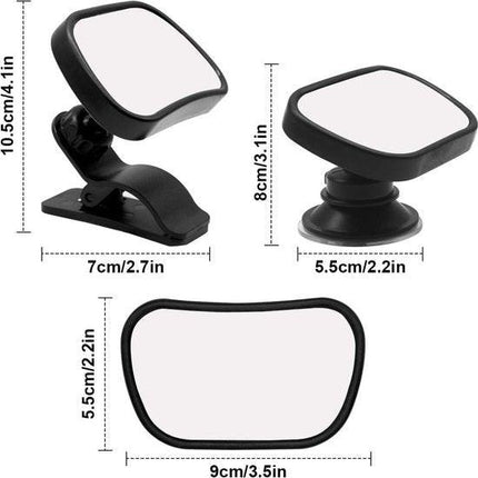 Car rearview mirror - 1 mirror with 2 brackets - Backseat baby car rearview mirror - Child rearview mirror - Child safety mirror - Adjustable car rearview mirror - 360° rotatable.