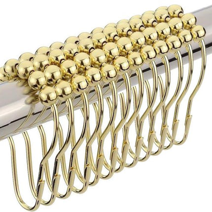 Shower curtain hooks (12-piece) - Curtain rings - Stainless steel rings with sliding system - Gold.