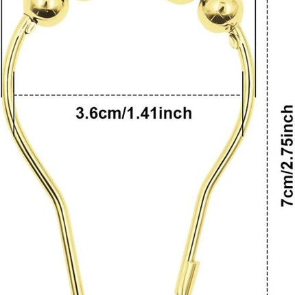 Shower curtain hooks (12-piece) - Curtain rings - Stainless steel rings with sliding system - Gold.