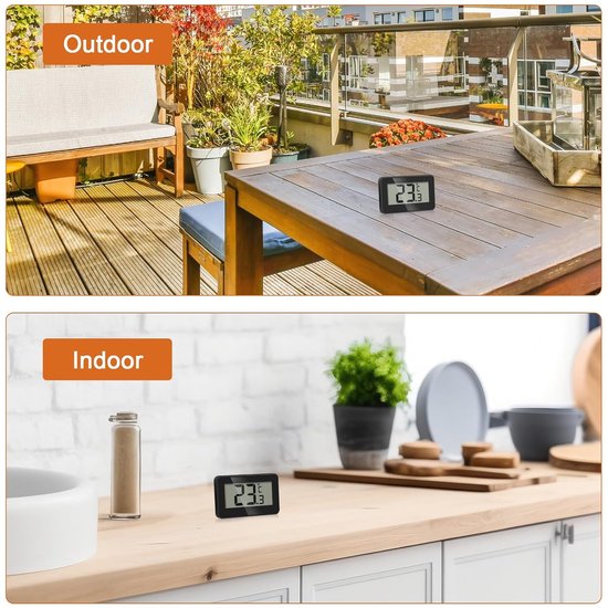 Set of 3 digital refrigerator thermometers - Magnetic aquarium thermometer with hook - Mini refrigerator thermometer - Freezer thermometer - for home, restaurant, bar - Black.