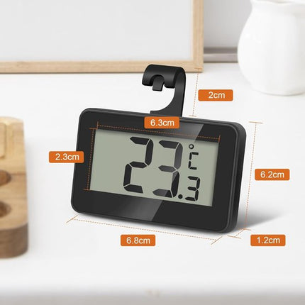 Set of 3 digital refrigerator thermometers - Magnetic aquarium thermometer with hook - Mini refrigerator thermometer - Freezer thermometer - for home, restaurant, bar - Black.