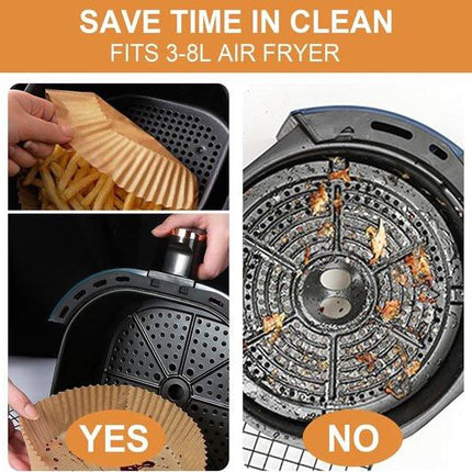 100 Airfryer Baking Pans - Round Baking Pans 23cm - Food Safe - BPA Free - Non-Stick Airfryer Pans - Easy to Clean - Suitable for Airfryers from 3-8 litres.