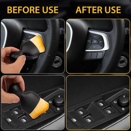 2-Pack Car Interior Cleaning Brushes - Auto Detailing and Dusting Brushes - Soft Bristles for Cleaning Car Interiors - Suitable for Dashboard, Interior, Exterior, Sunroof, Leather, Dusting Brush - Brown.