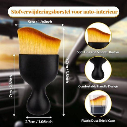 2-Pack Car Interior Cleaning Brushes - Auto Detailing and Dusting Brushes - Soft Bristles for Cleaning Car Interiors - Suitable for Dashboard, Interior, Exterior, Sunroof, Leather, Dusting Brush - Brown.