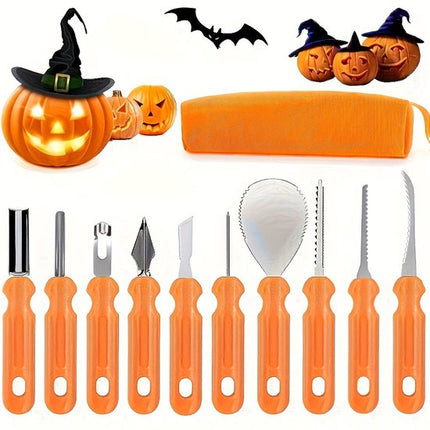 10-Piece Jack-O'-Lantern Cutting Knife Set - Halloween - Baking Tools - Clay Stainless Steel Cutter.