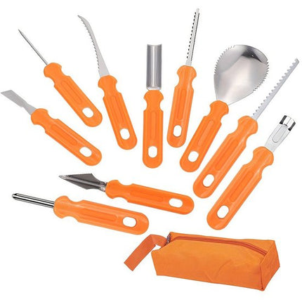 10-Piece Jack-O'-Lantern Cutting Knife Set - Halloween - Baking Tools - Clay Stainless Steel Cutter.