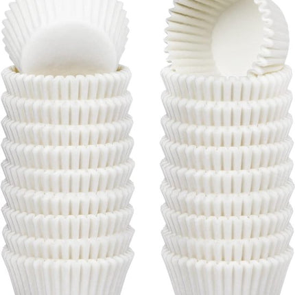 500-pack Mini Cupcake Liners - White - Oil Resistant - Small Cupcake Wrapping Paper - Baking Cups.