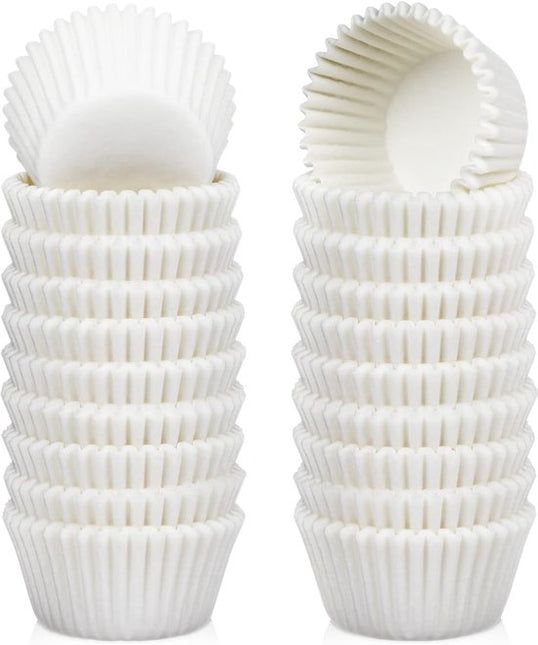 500-pack Mini Cupcake Liners - White - Oil Resistant - Small Cupcake Wrapping Paper - Baking Cups.