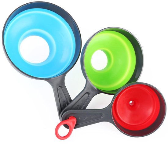 Mini Funnel - 3 in 1 Funnel - Funnel - Kitchen Funnel Set - Various Sizes - 12cm/10cm/8cm - Can be used to store jars, filling bottles, measuring cups and small amounts of spices, etc..