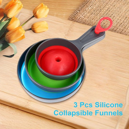 Mini Funnel - 3 in 1 Funnel - Funnel - Kitchen Funnel Set - Various Sizes - 12cm/10cm/8cm - Can be used to store jars, filling bottles, measuring cups and small amounts of spices, etc..