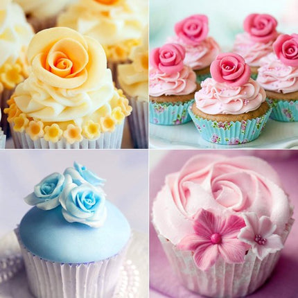 set of 27 cake decorating tips - 12 flower-shaped tips - cake decorating tip set - baking supplies for cookies and cupcakes - 2 leaf-shaped tips - 2 adapters - 10 piping bags.