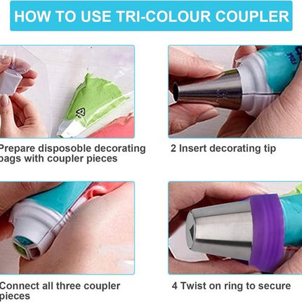 set of 27 cake decorating tips - 12 flower-shaped tips - cake decorating tip set - baking supplies for cookies and cupcakes - 2 leaf-shaped tips - 2 adapters - 10 piping bags.